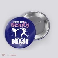 Look Like A Beauty Kick Like A Beast Boxing Gym Boxer Button thumb 0