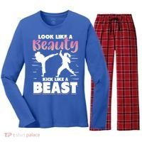 Look Like A Beauty Kick Like A Beast Boxing Gym Boxer Women's Long Sleeve Flannel Pajama Set  thumb 0