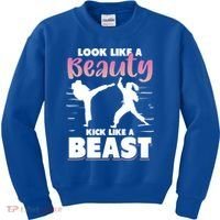 Look Like A Beauty Kick Like A Beast Boxing Gym Boxer Kids Sweatshirt thumb 0