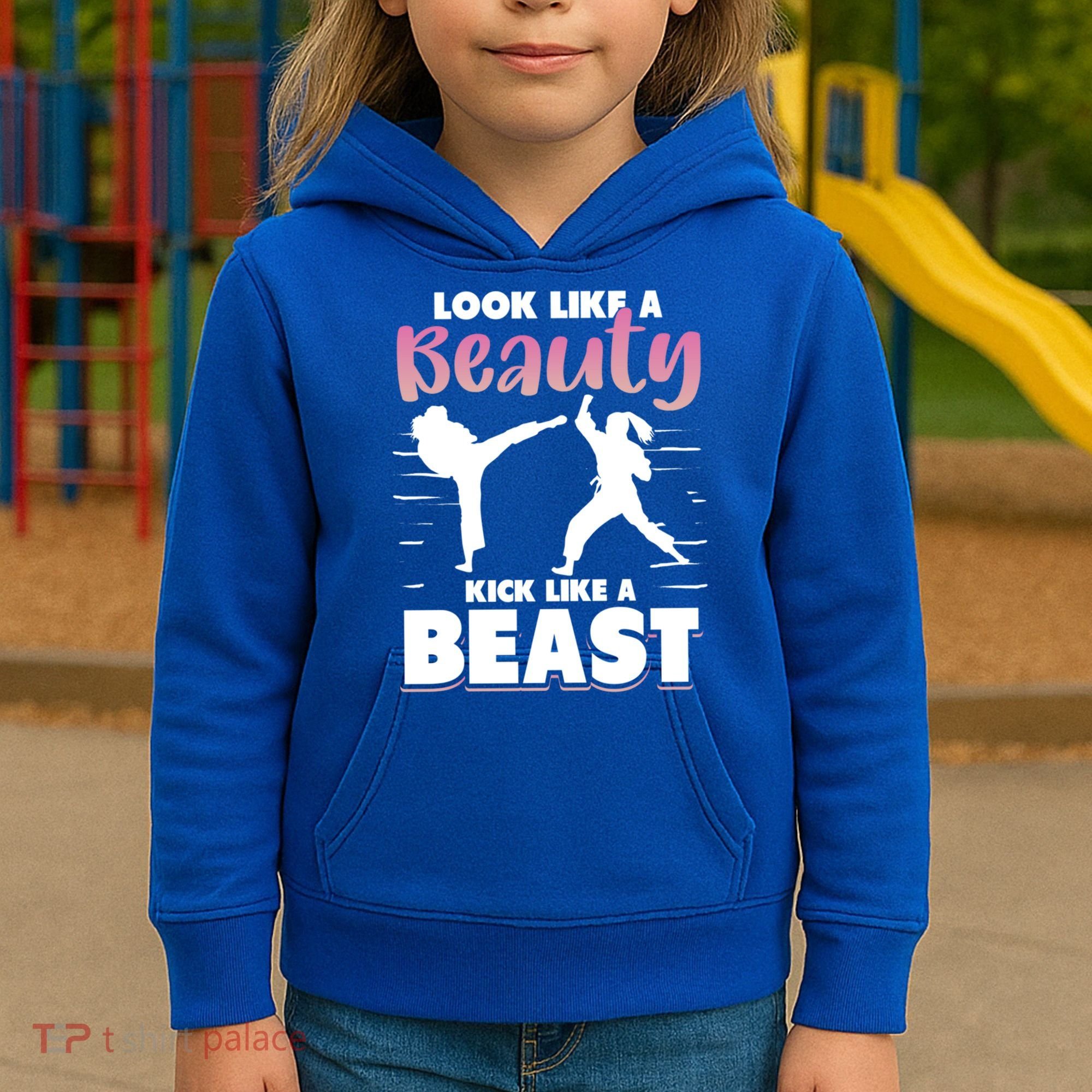 Look Like A Beauty Kick Like A Beast Boxing Gym Boxer Kids Hoodie