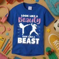 Look Like A Beauty Kick Like A Beast Boxing Gym Boxer Kids T-Shirt thumb 3
