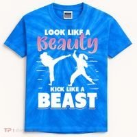 Look Like A Beauty Kick Like A Beast Boxing Gym Boxer Kids Tie-Dye T-Shirt thumb 0