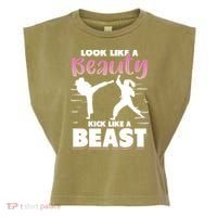 Look Like A Beauty Kick Like A Beast Boxing Gym Boxer Garment-Dyed Women's Muscle Tee thumb 0