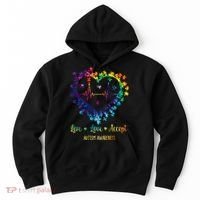Live Love Accept Autism Awareness Tie Dye Autism Heartbeat Hoodie thumb 0