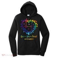 Live Love Accept Autism Awareness Tie Dye Autism Heartbeat Women's Hoodie thumb 0