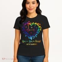 Live Love Accept Autism Awareness Tie Dye Autism Heartbeat Women's T-Shirt thumb 4