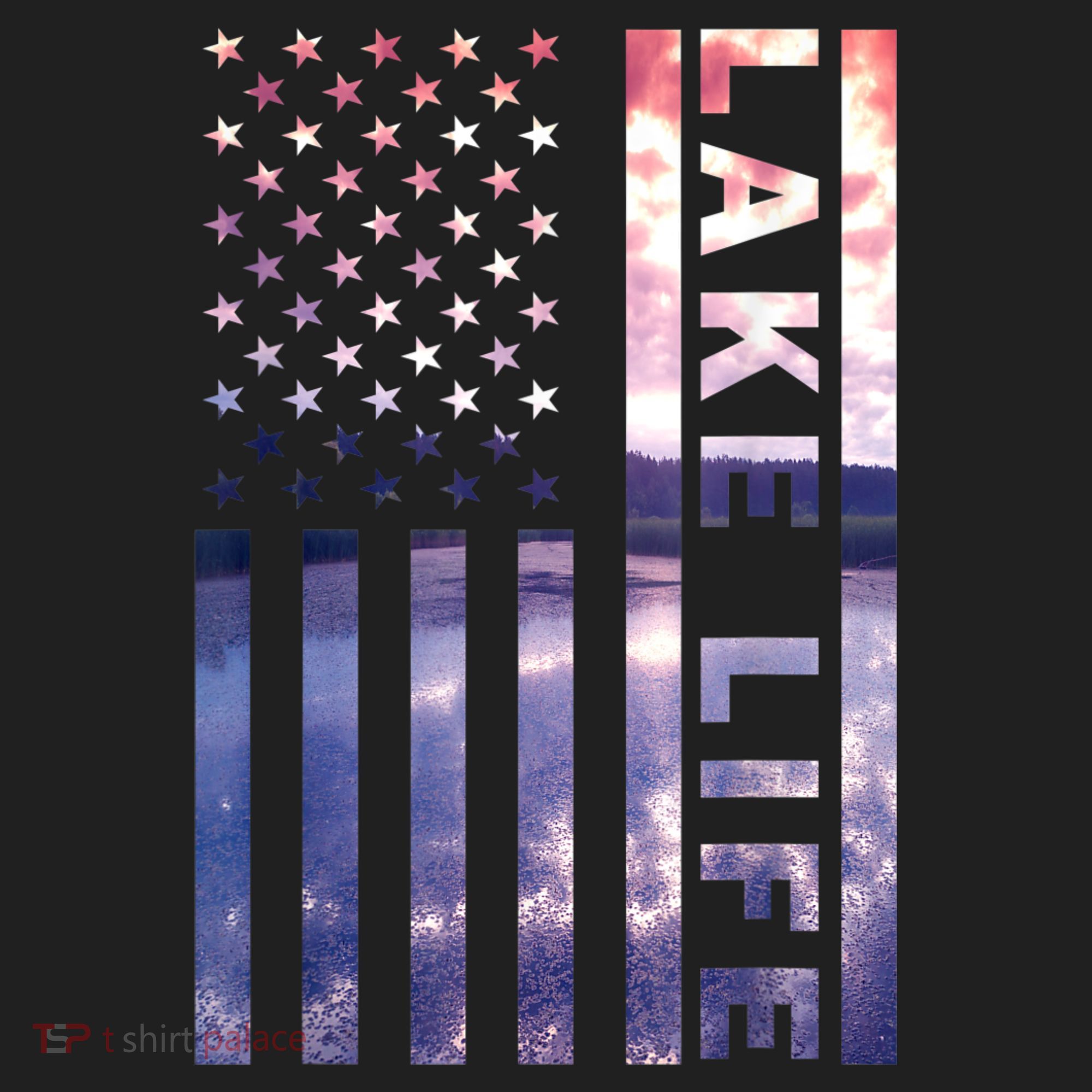 Lake Life American Flag Dock Sunset Wakeboarder Power Boat Beanie