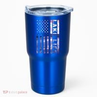 Lake Life American Flag Dock Sunset Wakeboarder Power Boat Tumbler thumb 0