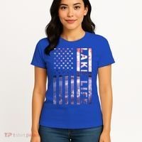 Lake Life American Flag Dock Sunset Wakeboarder Power Boat Women's T-Shirt thumb 4