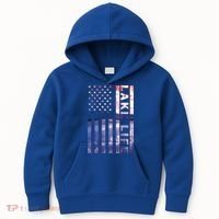 Lake Life American Flag Dock Sunset Wakeboarder Power Boat Kids Hoodie thumb 0