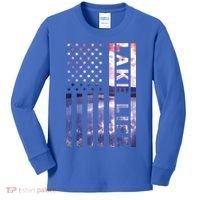 Lake Life American Flag Dock Sunset Wakeboarder Power Boat Kids Long Sleeve Shirt thumb 0