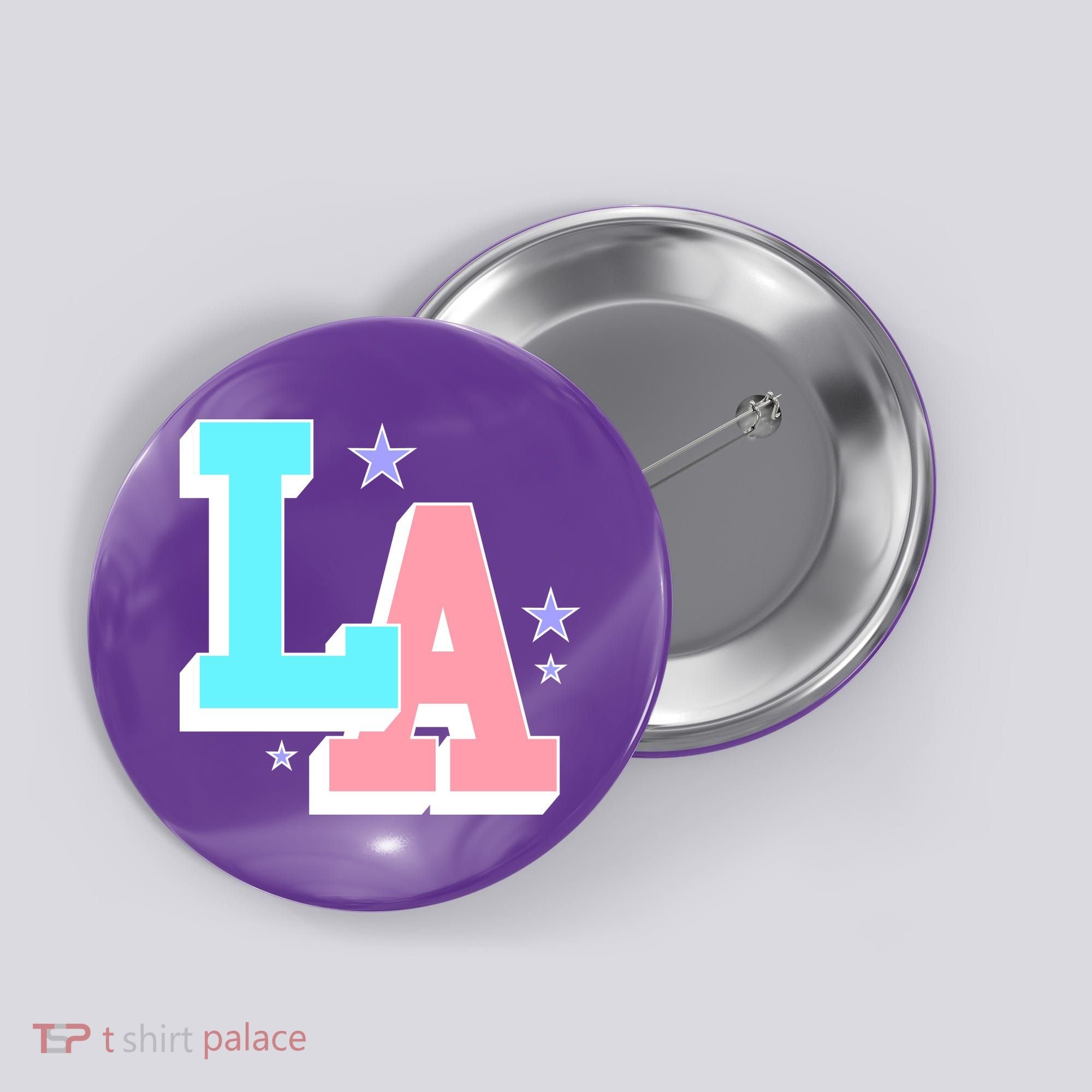 LA LOS ANGELES VARSITY TYPOGRAPHY Button