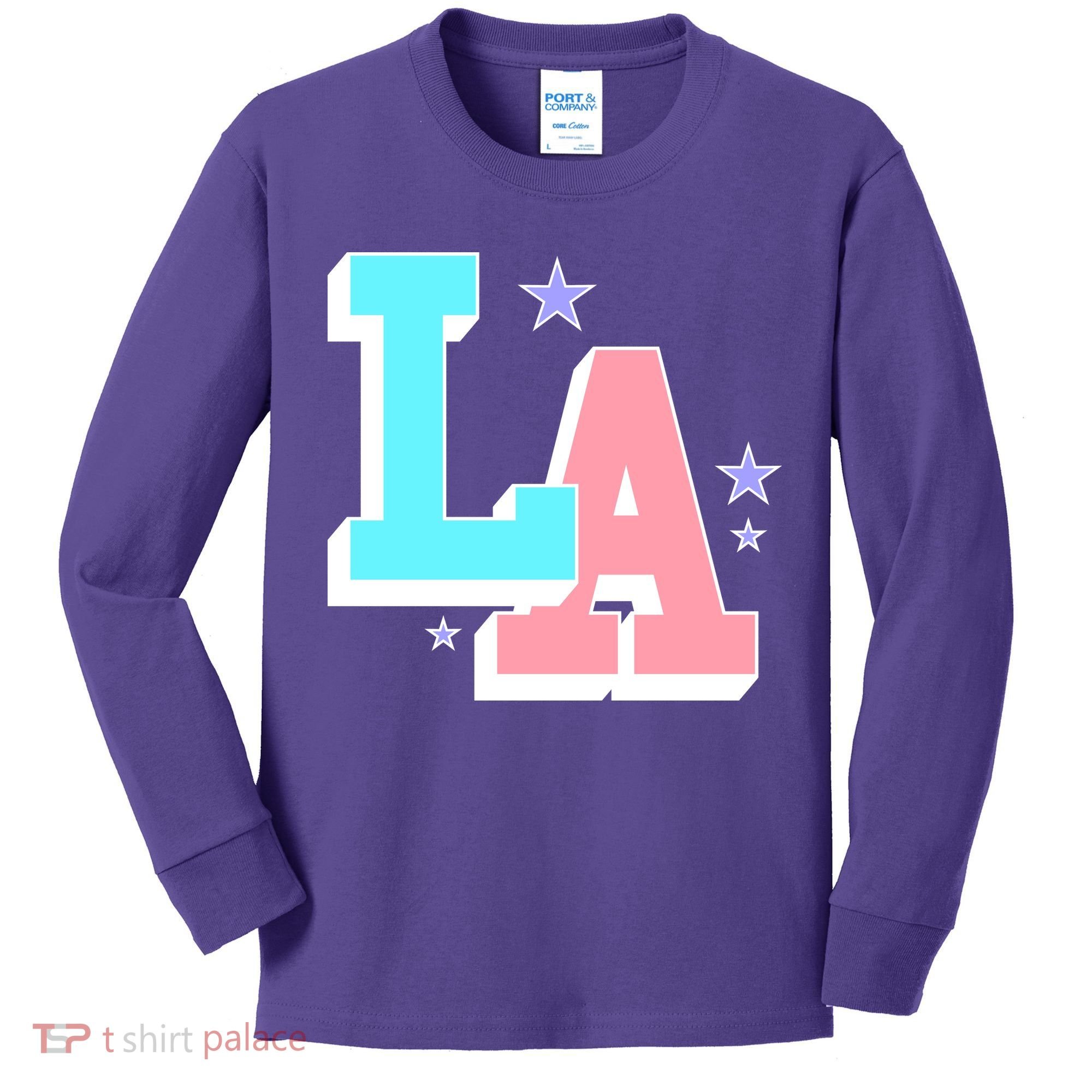 LA LOS ANGELES VARSITY TYPOGRAPHY Kids Long Sleeve Shirt