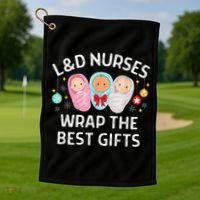 L&D Labor And Delivery Nurses Wrap The Best Gifts Christmas Golf Towel thumb 1