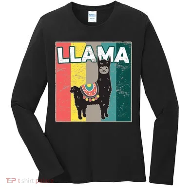 Llama Retro Women's Long Sleeve Shirt