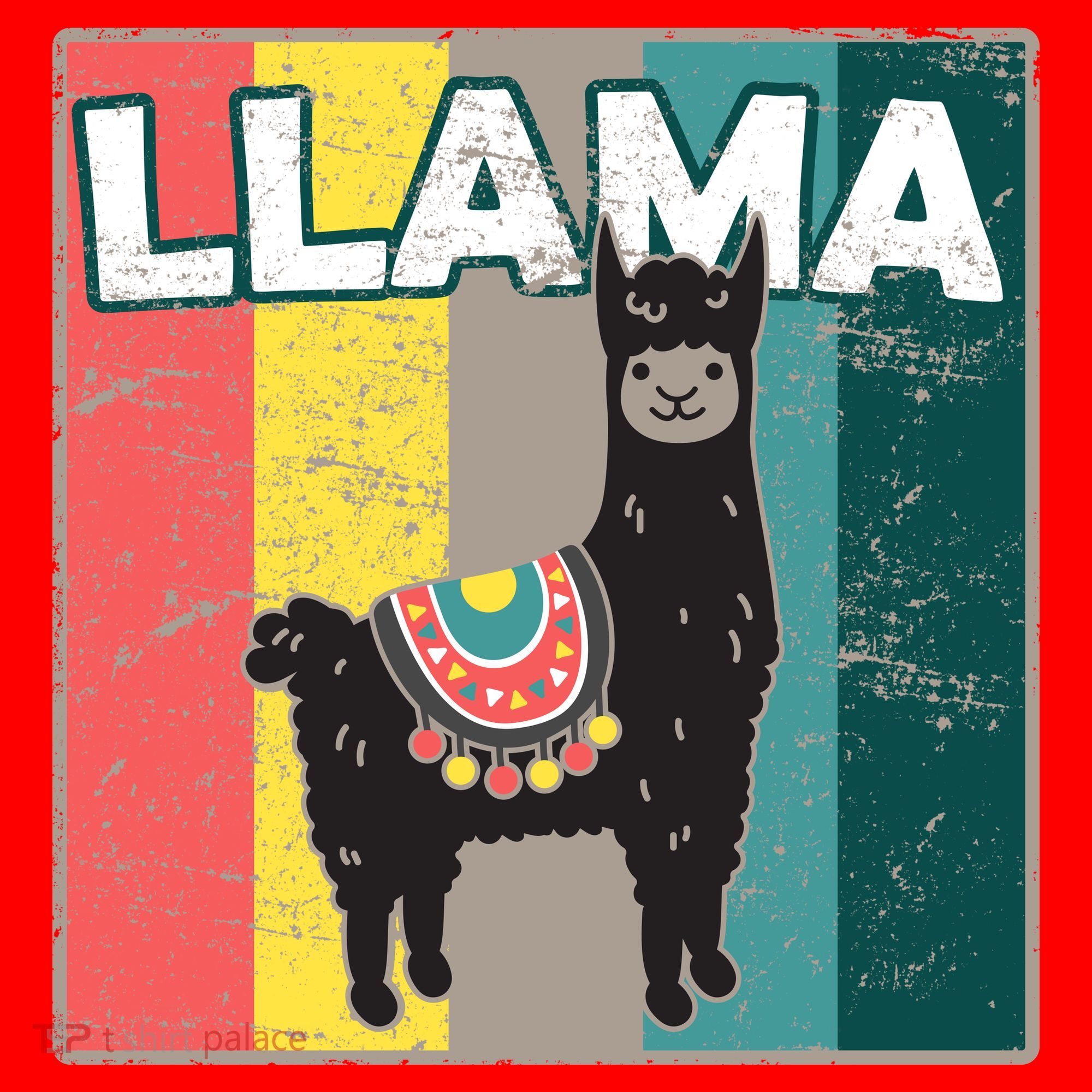 Llama Retro Santa Hat