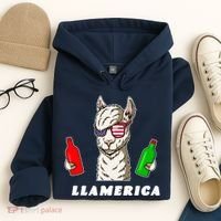 Llamerica Funny USA Hoodie thumb 4