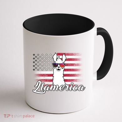 Llamerica Merica Flag Coffee Mug back
