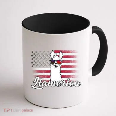 Llamerica Merica Flag Coffee Mug back