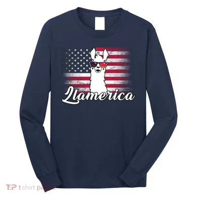 Llamerica Merica Flag Long Sleeve Shirt