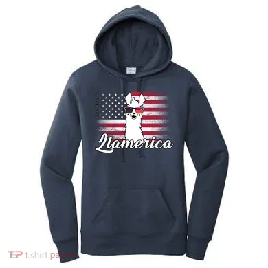 Llamerica Merica Flag Women's Hoodie