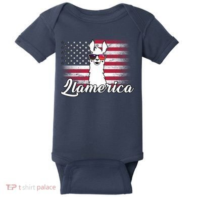 Llamerica Merica Flag Baby Bodysuit