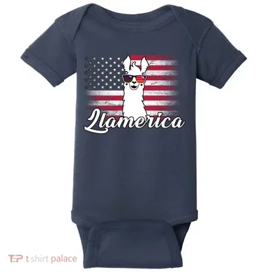 Llamerica Merica Flag Baby Bodysuit