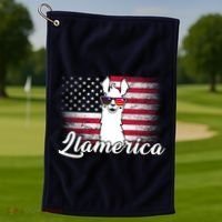 Llamerica Merica Flag Golf Towel thumb 1