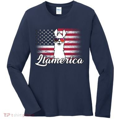 Llamerica Merica Flag Women's Long Sleeve Shirt