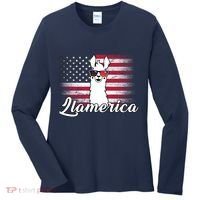 Llamerica Merica Flag Women's Long Sleeve Shirt thumb 0