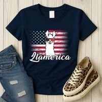 Llamerica Merica Flag Women's T-Shirt thumb 3