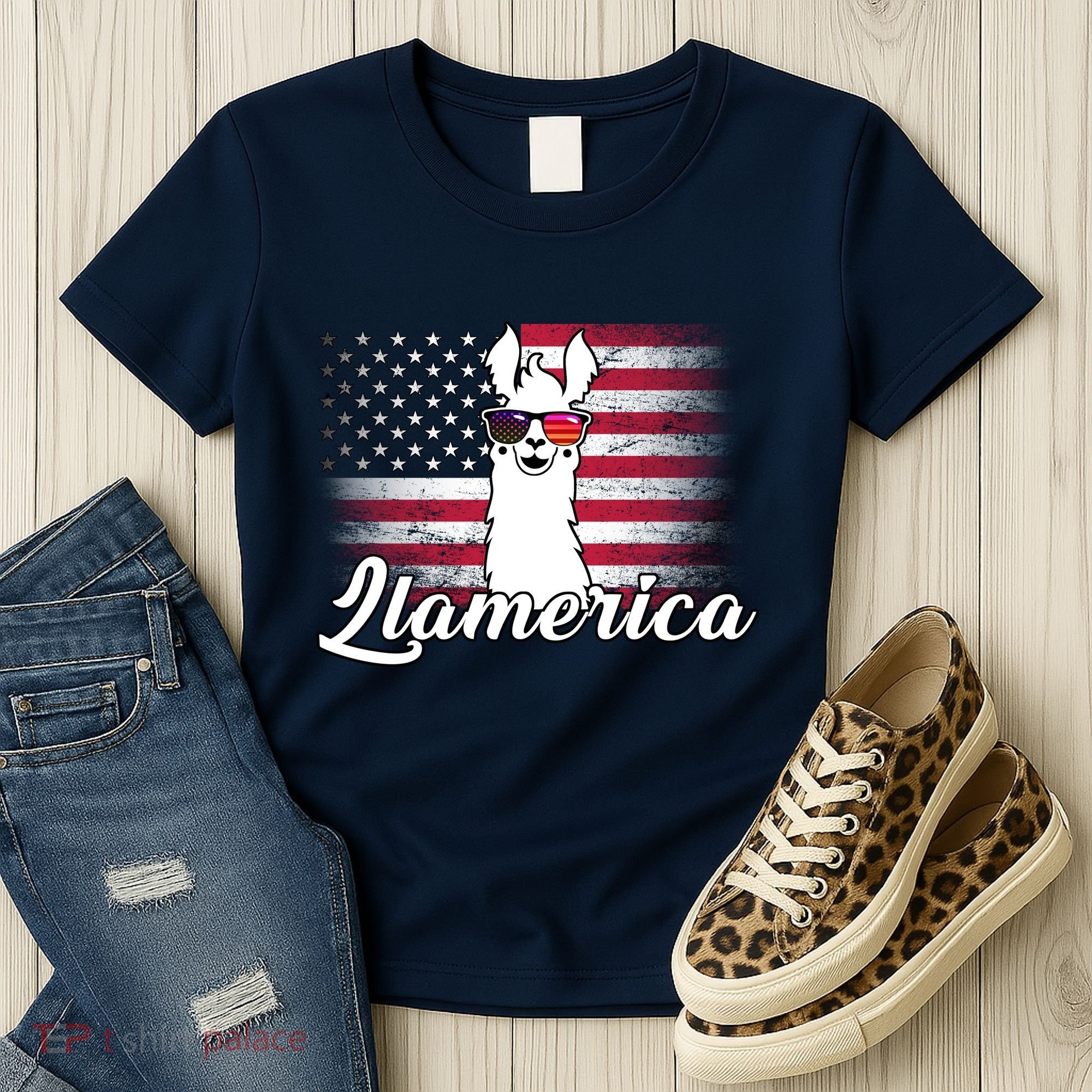 Llamerica Merica Flag Women's T-Shirt