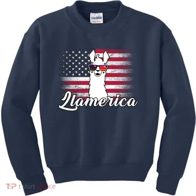 Llamerica Merica Flag Kids Sweatshirt