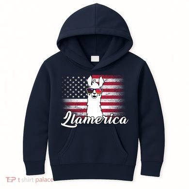Llamerica Merica Flag Kids Hoodie