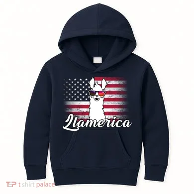 Llamerica Merica Flag Kids Hoodie
