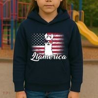 Llamerica Merica Flag Kids Hoodie thumb 3