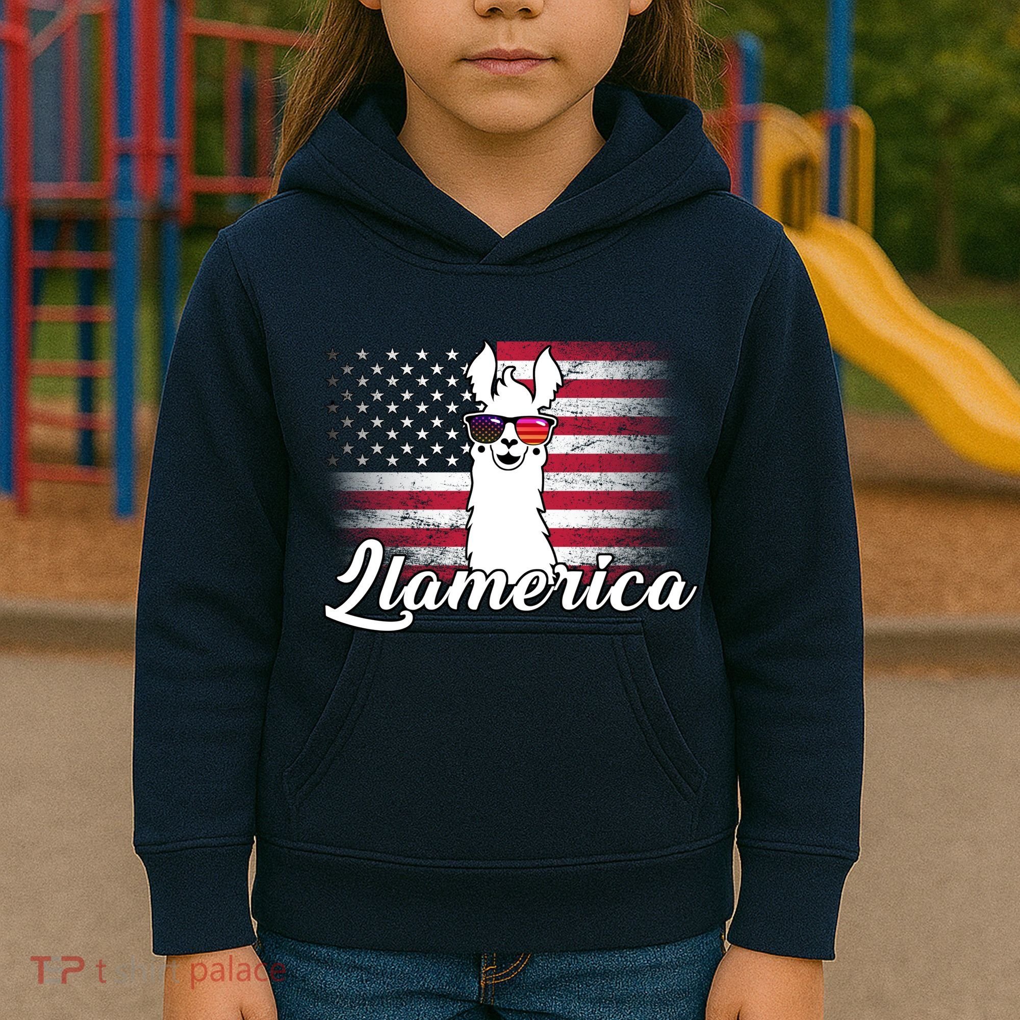 Llamerica Merica Flag Kids Hoodie