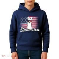 Llamerica Merica Flag Kids Hoodie thumb 4
