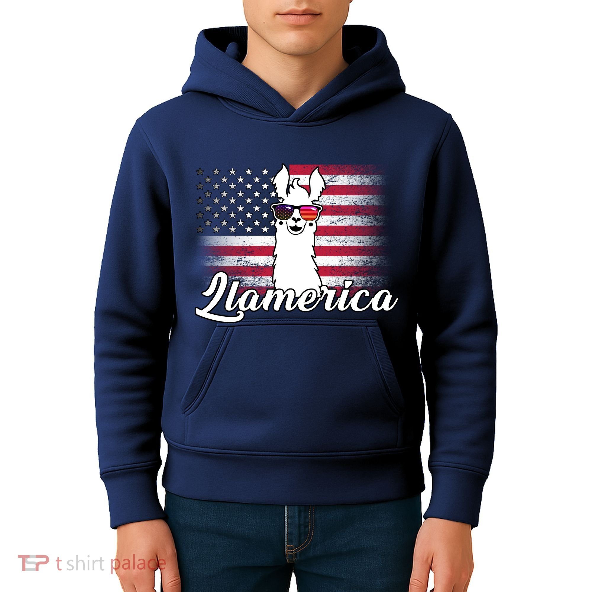 Llamerica Merica Flag Kids Hoodie