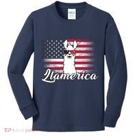 Llamerica Merica Flag Kids Long Sleeve Shirt thumb 0