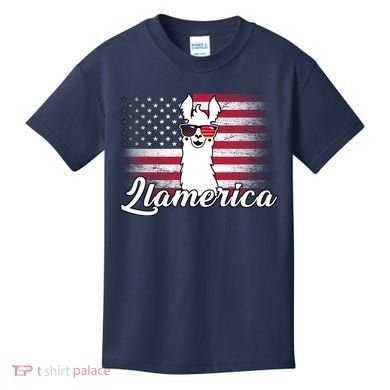 Llamerica Merica Flag Kids T-Shirt