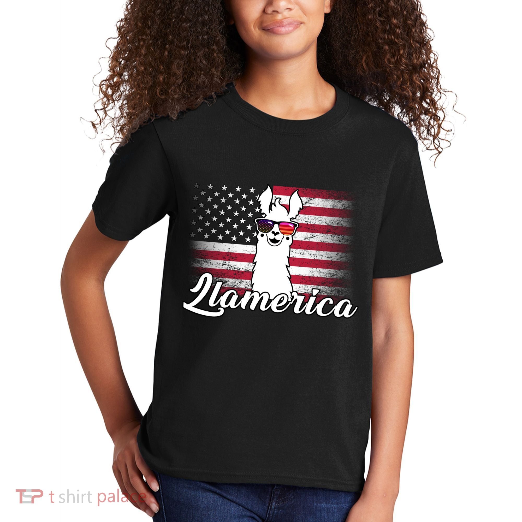 Llamerica Merica Flag Kids T-Shirt