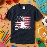 Llamerica Merica Flag Kids T-Shirt thumb 3