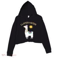 Llater Hater Llama Crop Fleece Hoodie thumb 0
