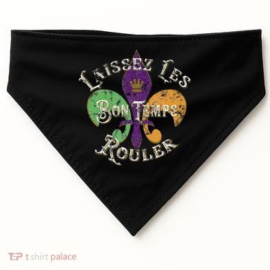 Laissez Les Bon Temps Rouler Mardi Gras 2024 Fleur De Lis USA-Made Doggie Bandana