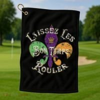 Laissez Les Bon Temps Rouler Mardi Gras 2024 Fleur De Lis Golf Towel thumb 1