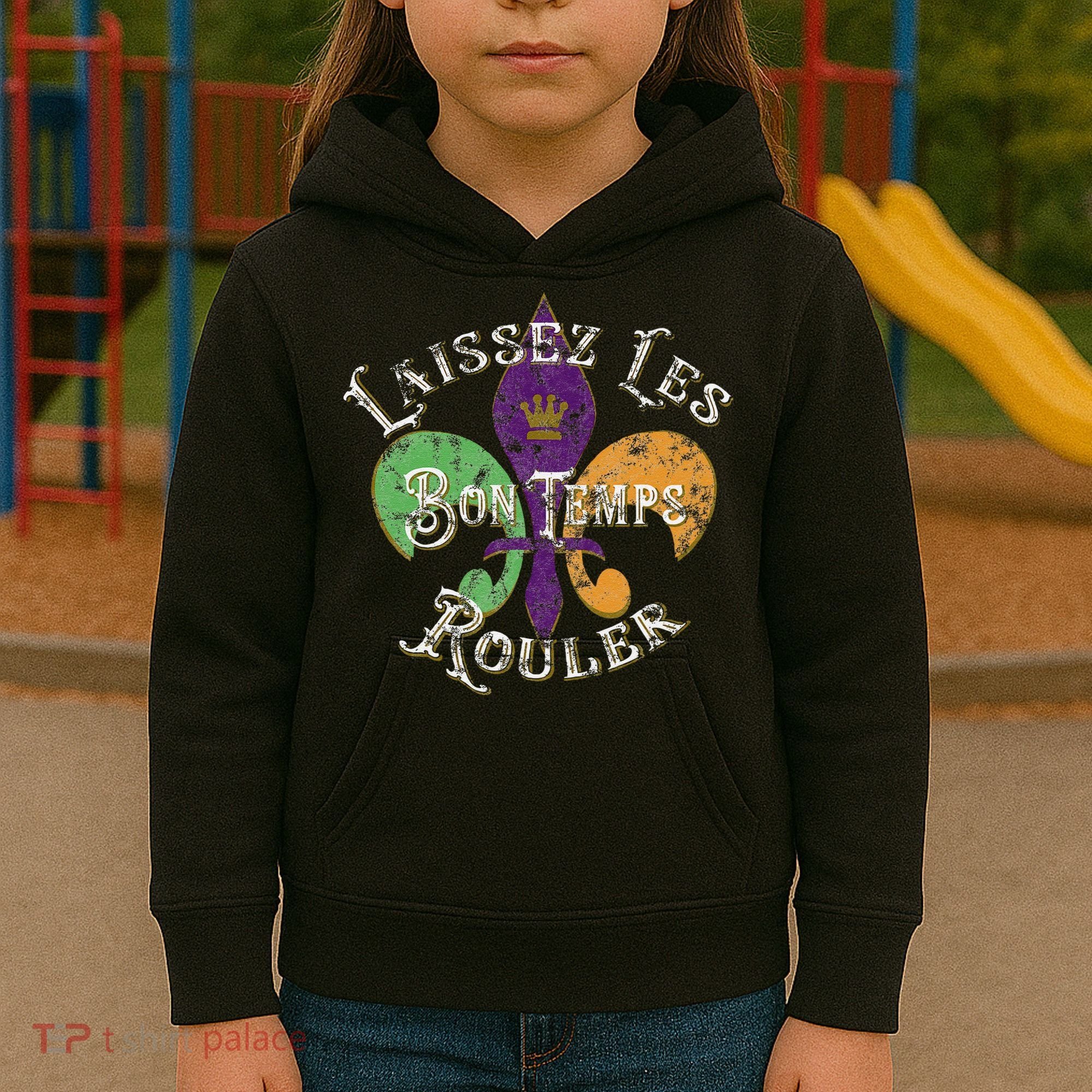 Laissez Les Bon Temps Rouler Mardi Gras 2024 Fleur De Lis Kids Hoodie