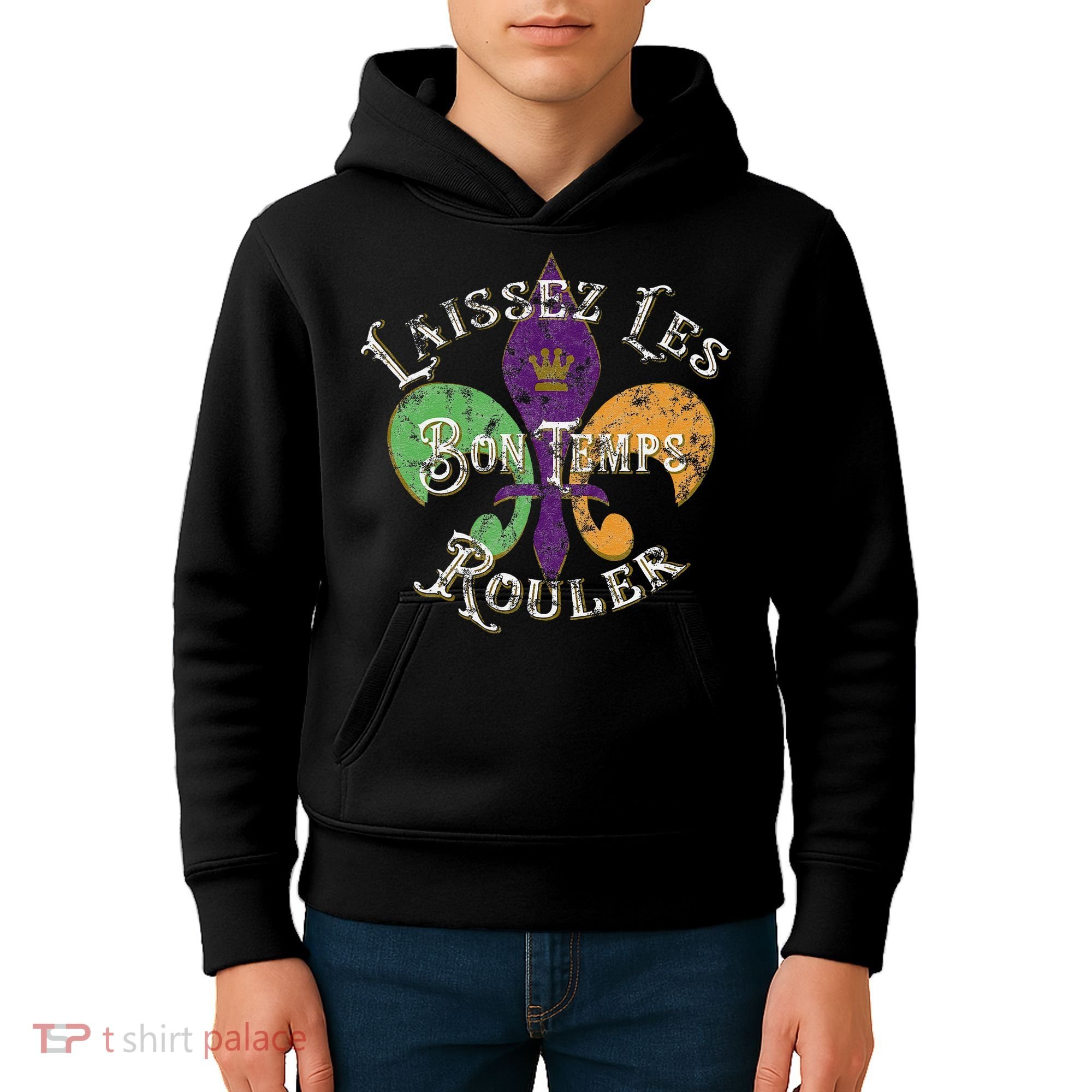 Laissez Les Bon Temps Rouler Mardi Gras 2024 Fleur De Lis Kids Hoodie