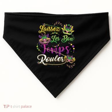 Laissez Les Bon Temps Rouler Mardi Gras Beads Tee   USA-Made Doggie Bandana