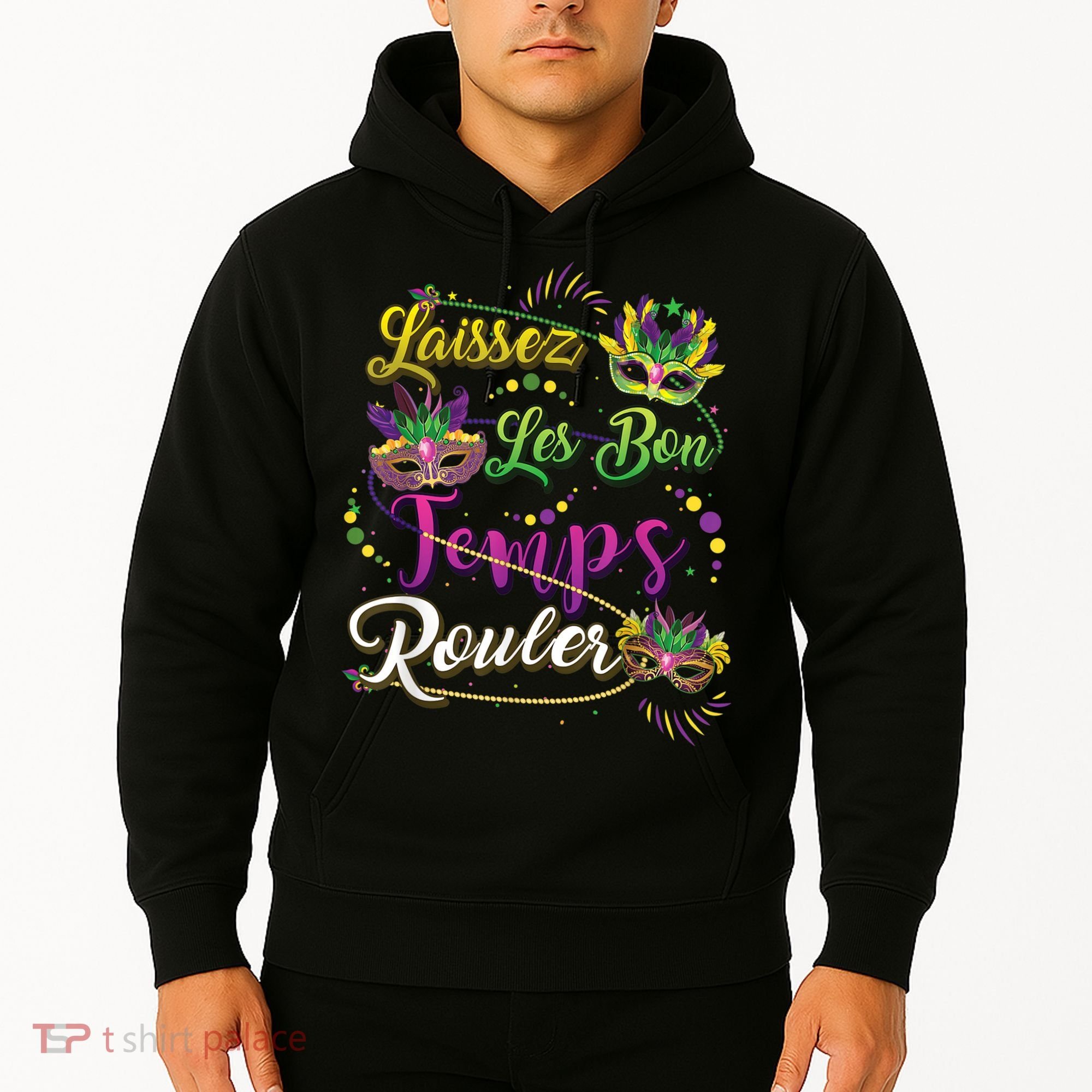 Laissez Les Bon Temps Rouler Mardi Gras Beads Tee   Hoodie